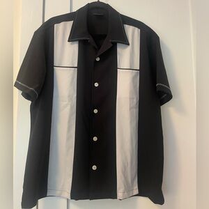 Vintage - Steady Classics Black & Cream Bowling Shirt - Size Large